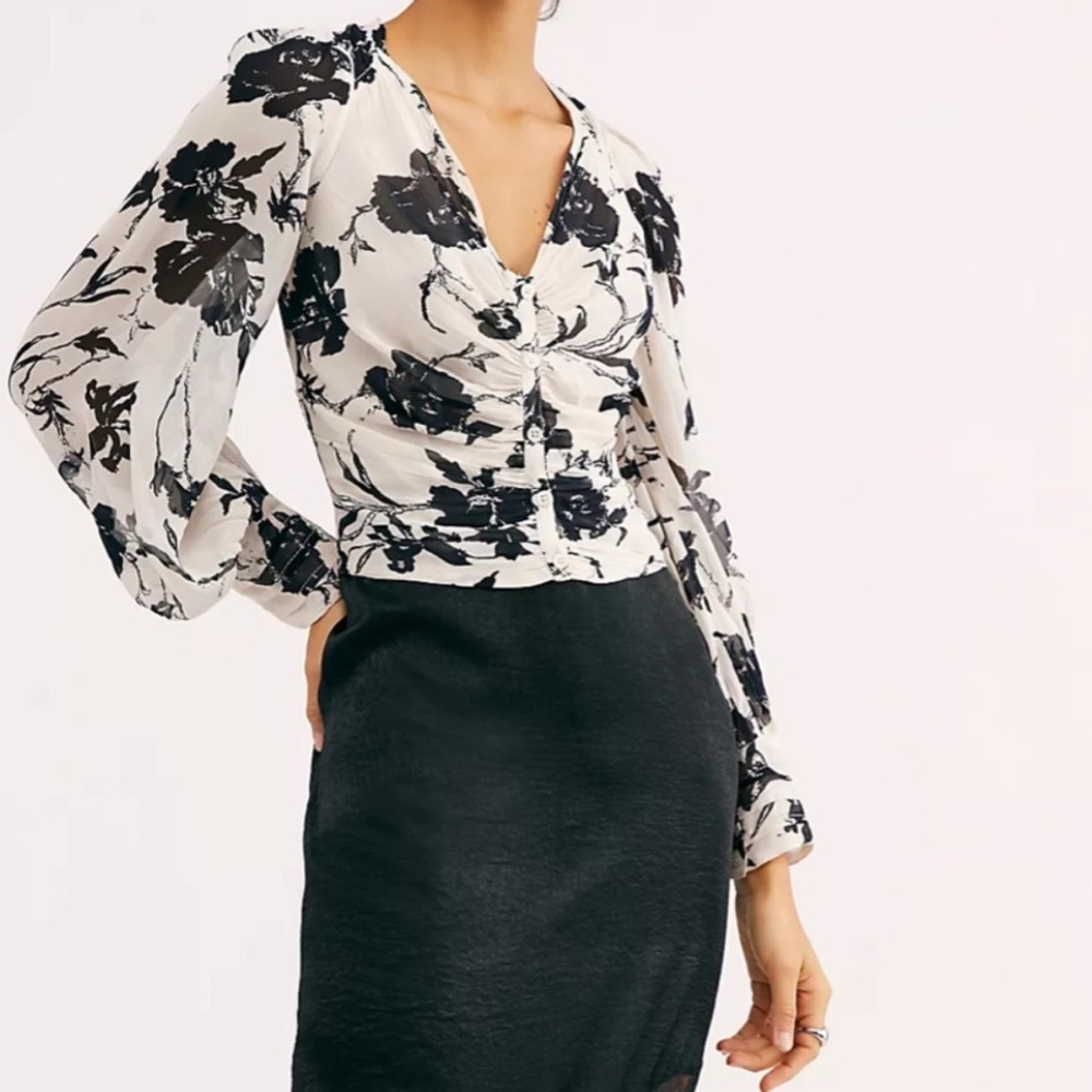 Free People If You Had My Love Printed Blouse Medium